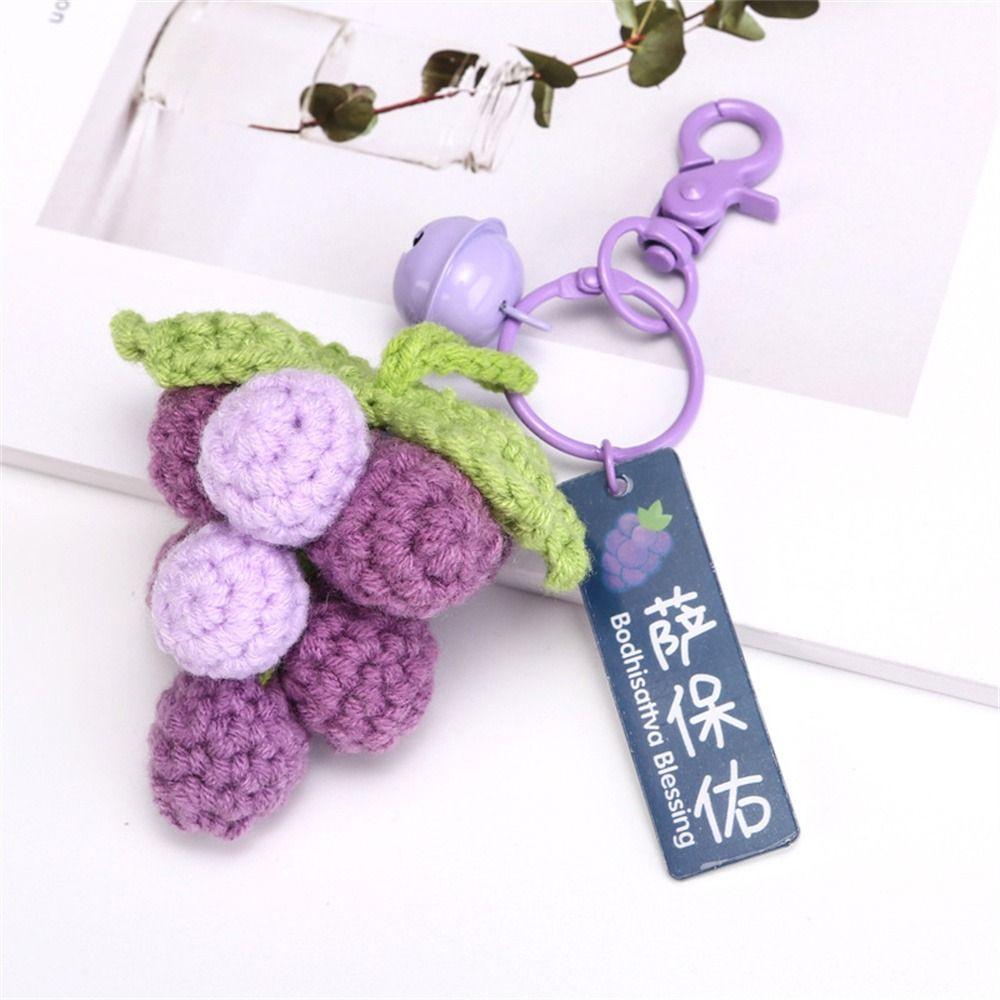 Pineapple Crochet Fruit Key Chain Mango Watermelon Weaved Keyrings Knitted Keychain  Women Girls