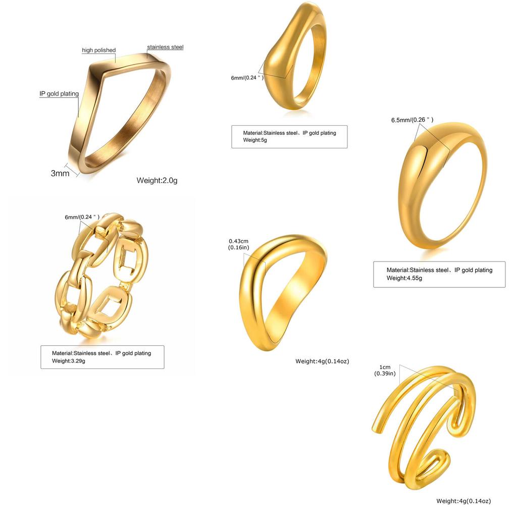 s Rings Set Jewelry. Stainless Steel Geometric Creative Finger Ring for Women Gift