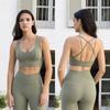 Small Chest Gathered Backless Yoga Bra Hip Raise Skinny Breathable Yoga Ninth Pants Two-Piece Set Fitness Jogging