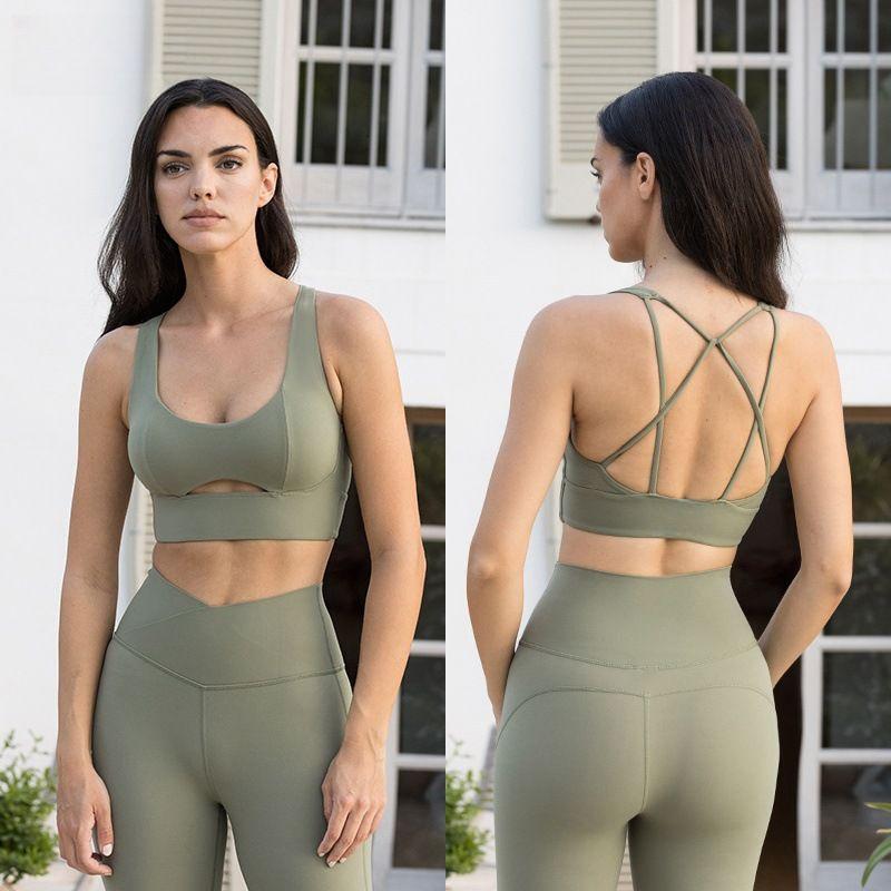 Small Chest Gathered Backless Yoga Bra Hip Raise Skinny Breathable Yoga Ninth Pants Two-Piece Set Fitness Jogging