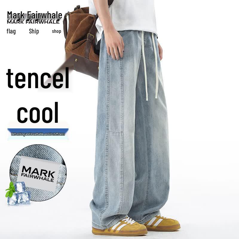 MARK FAIRWHALE Men s Summer Cooling Tencel Lyocell Loose Straight Jeans 2XL