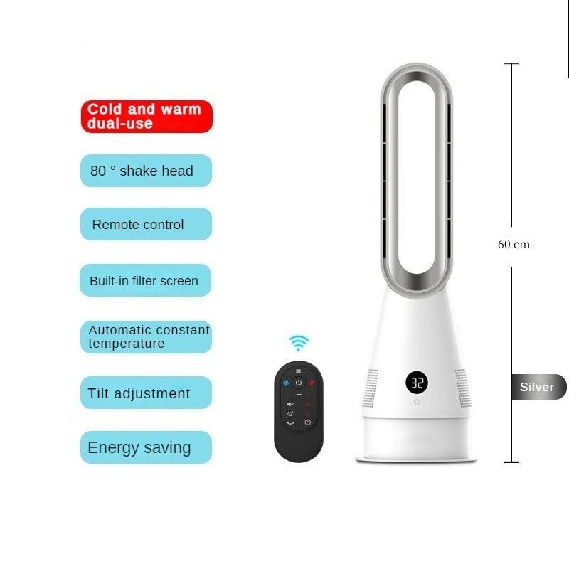 Ventilador silencioso sem lâminas de dupla finalidade frio e quente de 35 W Ventilador de ar condicionado doméstico de mesa Ventilador de purificação de ar de baixo consumo de energia 19,5 * 60 cm