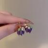 Elegant Purple Floral Pearl Summer Earrings with Versatile Design