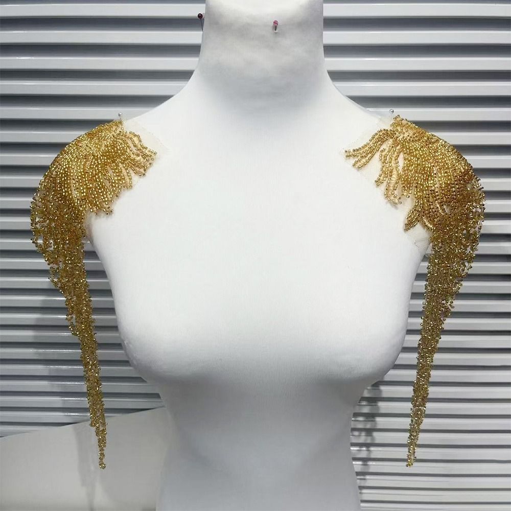 Fringed Design Crystal Beads Patch Heavy Industry Embroidery Removable Decoration Tassels Applique Handmade Sewing