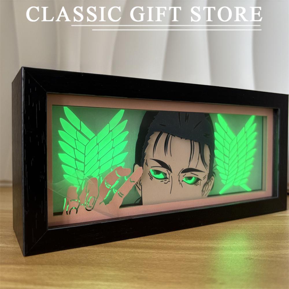 Black Photo Frame Kaneki Ken Cartoon Paper Carving 3D Anime Lamp LED Light Box Action Figure Room Decoration Lamp Christmas Gift