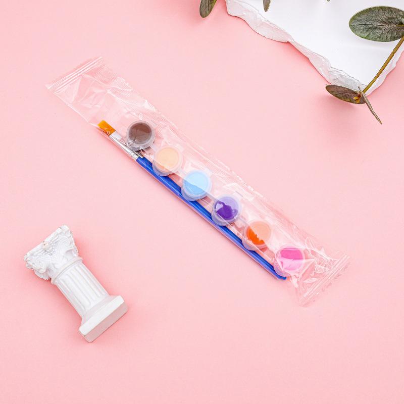 12-Color Acrylic Paint Strips with Plaster Doll for Kids DIY Graffiti, 3ml Each