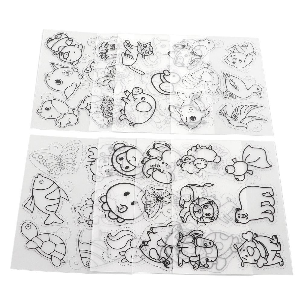 

8pcs Hand Painted Shrink Plastic Sheets Colorable Shrink Art Paper Shrink Film Sheets DIY Keychain animal