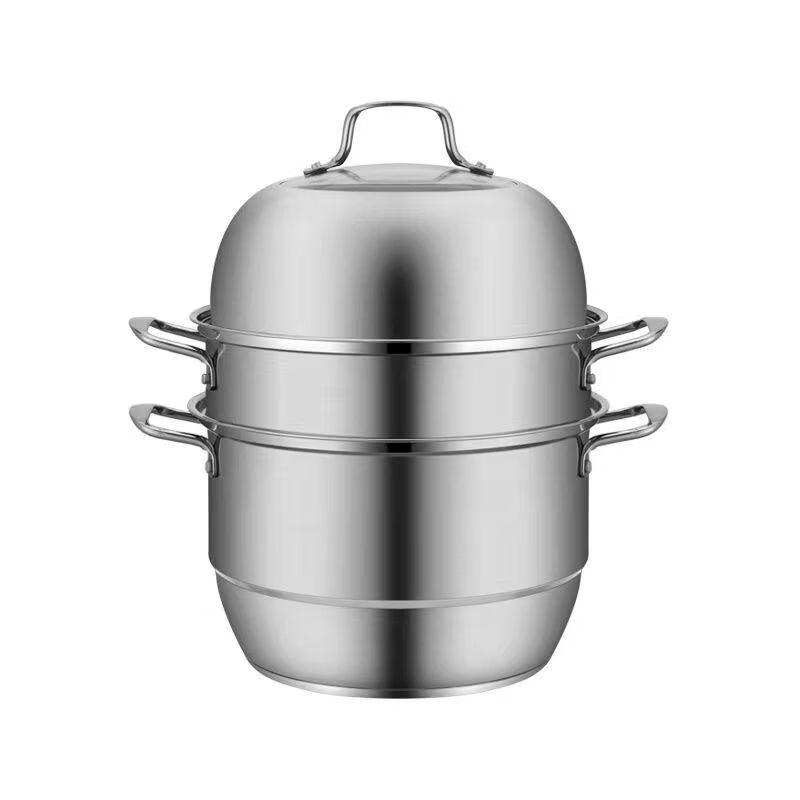 ZISIZ 28cm 3-Layer Stainless Steel Steamer & Soup Pot