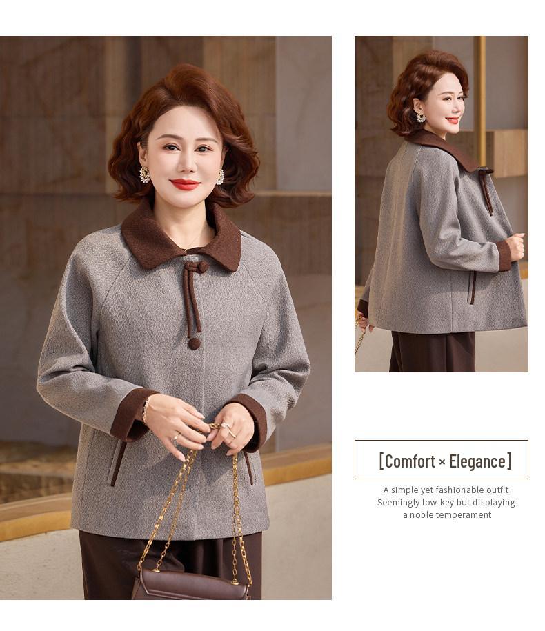 Mom's 2026 Stylish Wool Coat - Spring/Autumn Fashion for Middle-Aged & Elderly Women, Perfect Mother's Day Gift