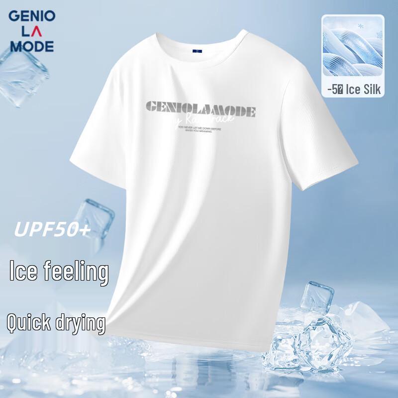 GENIOLAMODE Men s Ice Silk Quick-Dry Round Neck T-Shirt 2XL