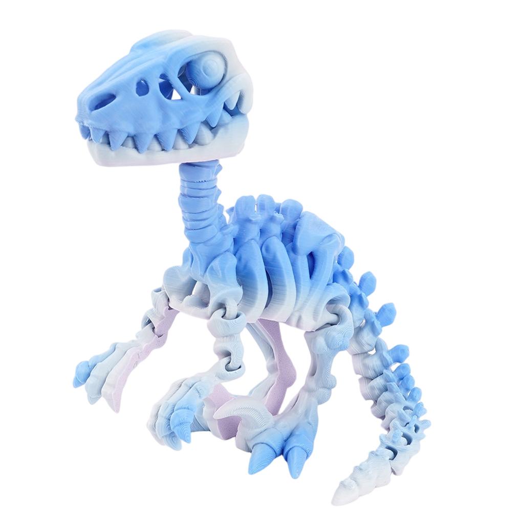 3D Printed Articulated Raptor Skeleton Figurine Dinosaur Bones Poseable ModelToy For Home Office Decors and Collector