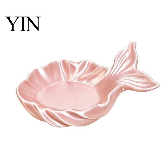 Pearlescent Makeup Tray Fishtail Jewelry Storage Tray, Large Capacity Groove Design, Design 3D Printing Desktop Ornament, for Rings And Necklaces