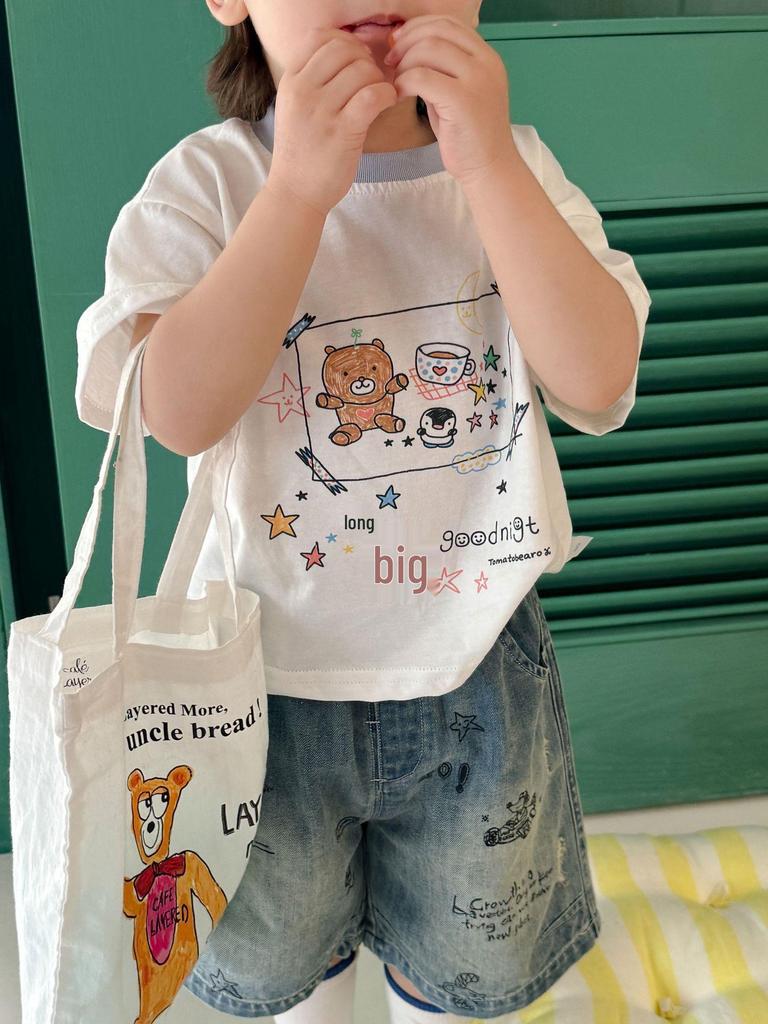 Children's Cartoon Denim Shorts - Summer Five-Point Pants, Large & Small Sizes for Boys & Girls