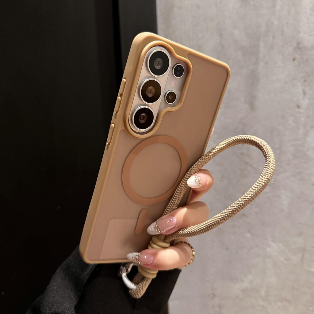 Wrist Strape Thin Magsafe Phone Case for Samsung Galaxy S26 S25 S24 Ultra S23 S22 FE A17 A16 A36 A56 A07 Magnetic Armor Cover
