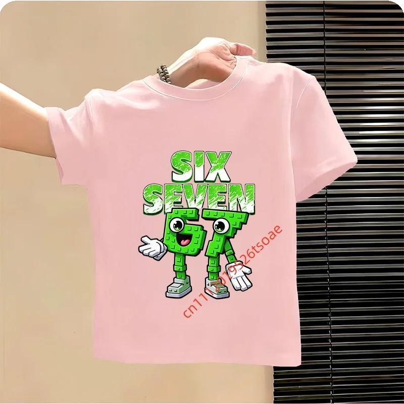 Funny Six Seven Italian Brainrot 67 Number Graphic Print TShirt BoyGirl Summer Short Sleeved Kids Loose Comfortable Tshirt Top