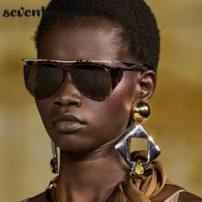 Oversized Oval Punk Sunglasses Women Men  Luxury Brand Designer Vintage Round Metal Frame Sun Glasses For Ladies Eyewear