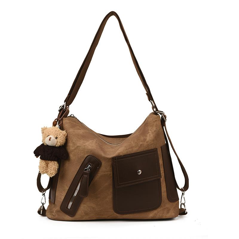 Tote Bag Women's Large Capacity 2025 New Autumn and Winter Casual Color Contrast Retro Shoulder Messenger Bag Multi-functional Backpack