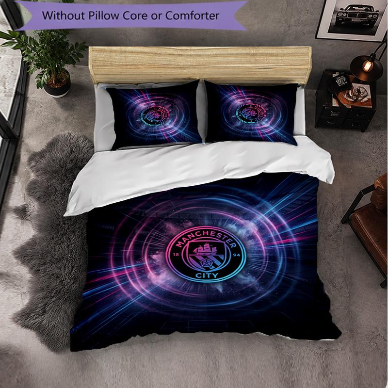 Set Lenzuola Manchester City Modello 3 Pezzi Morbida Copripiumino in Microfibra con Federe per Camera da Letto
