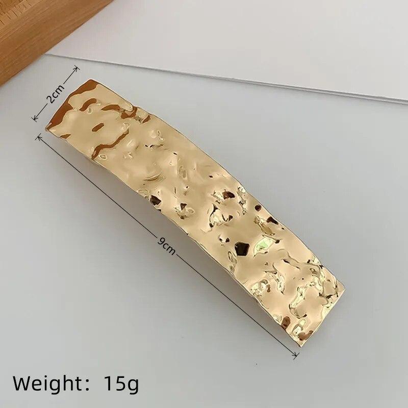1 Pcs Wind Metal Geometry Square Elliptical Spring Clip Design Feeling Concave And Convex Surface Ladies Hair Accessories