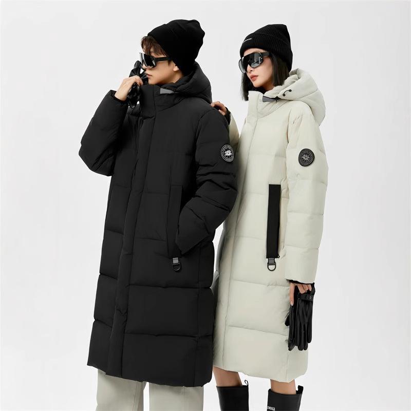 2025 Men's Mid-Length Down Jacket Winter Thickened Warm Over the Knee Down Coat Couple Versatile White Duck Down Jacket