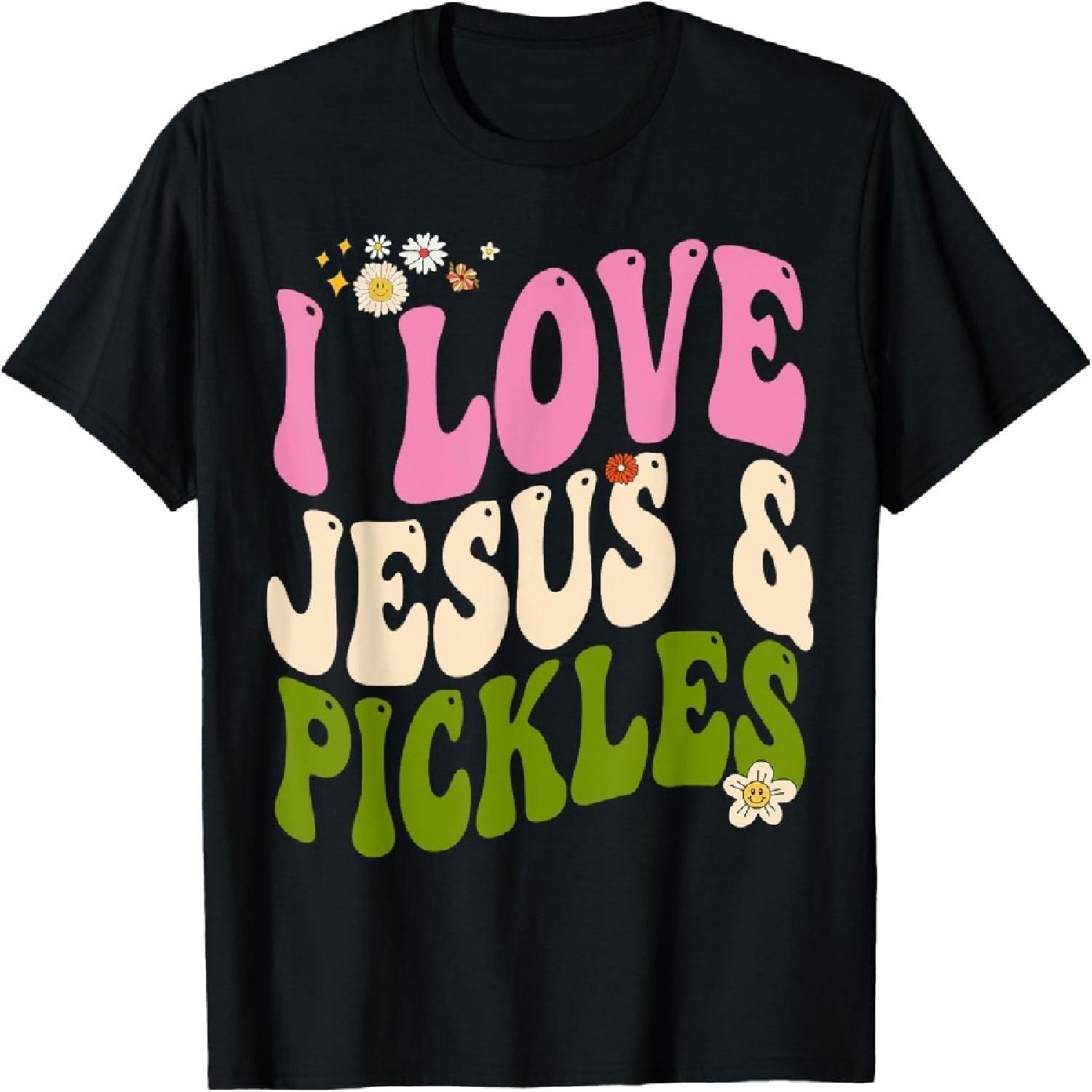 Hippie Groovy I Love Pickles & Jesus Pickle Retro Vegetarian T-Shirt XXXXXL разноцветный