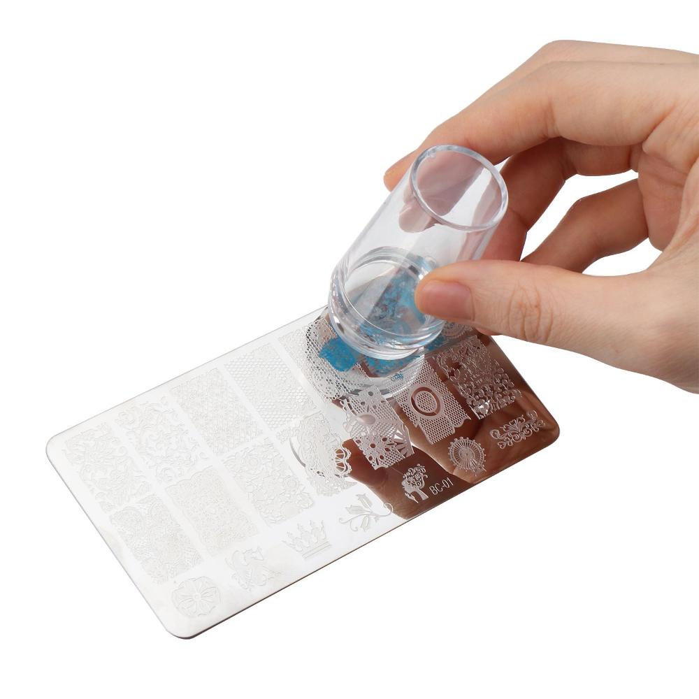 Heads French Tip Nagelstempel Klarer Silikon Nagelstempel Nagelstempelset Jelly Stempel für Nagel