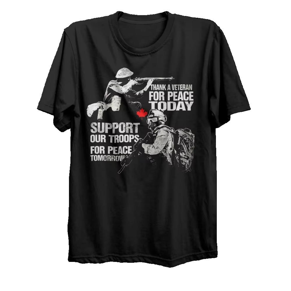 

Футболка канадской армии «Поблагодарите ветерана, поддержите наши войска». Хлопковая мужская футболка премиум-класса с коротким рукавом и круглым вырезом, новинка S-3XL XXXXXL чёрный