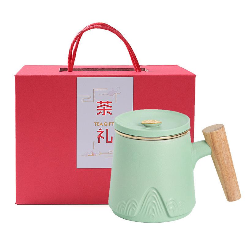 Ceramic Office Cup With Lid Filter Tea Separation Cup Home Office Personal Water Cup