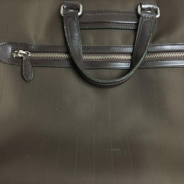 Paul Smith Briefcase Business Bag Dark Brown/Brown Stripe Pattern Strap Included(USED)
