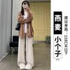 Knitted Cashmere Wide-leg Pants Women's Winter Velvet Thickened Small Oat Narrow Version Straight Autumn and Winter Casual Pants