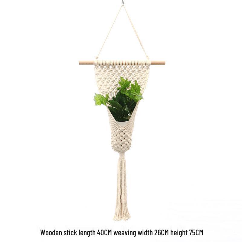 Bohemian Handwoven White Cotton Rope Tapestry - Retro Style Decorative Wall Hanging for Bedroom or Home