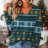 Women's V-Neck Long Sleeve Christmas Print Lightweight Blouse for Spring Summer