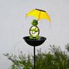 Solar Bird Feeder Stake with Light-Outdoor Garden Yard Decor, Umbrella-Shielded, 3-in-1 Bird Bath, Watering & Feeding Station