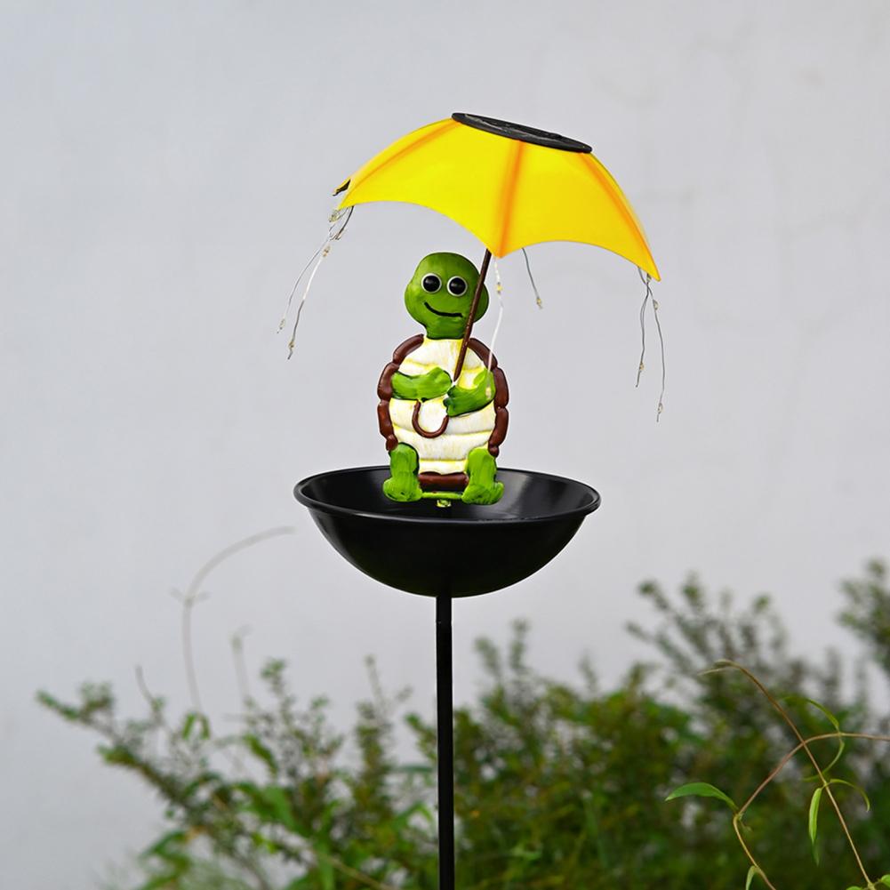 Solar Bird Feeder Stake with Light-Outdoor Garden Yard Decor, Umbrella-Shielded, 3-in-1 Bird Bath, Watering & Feeding Station