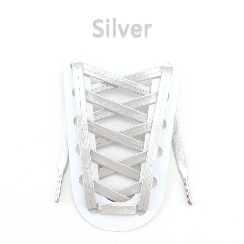 Luxury Faux PU Leather Shoelaces Gold Silver Flat Rope Shoelace Metal HeadSneakers Casual Shoes Laces 80/100/120/140/160cm 1Pair