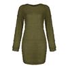 Fashion Women's Solid Color Round Neck Long Sleeve Loose Plush Dress Sweater Dress