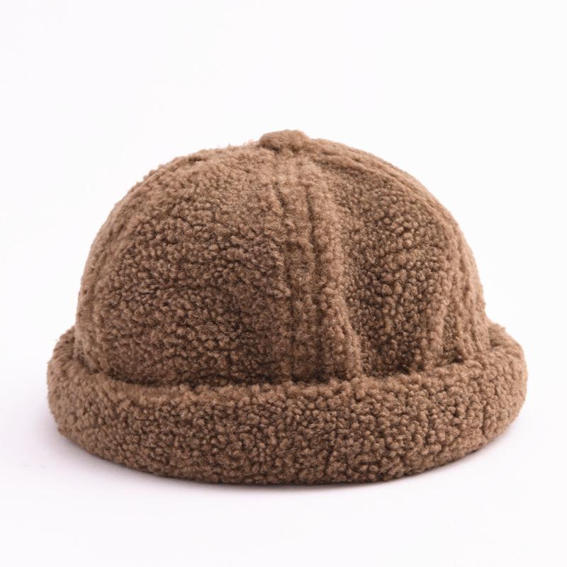 Hat Men's Winter Vintage Lamb Plush Hip Hop Landlord Hat Korean Versatile Gua Skin Hat Simple and Fashionable Beret Hat Women's Fashion