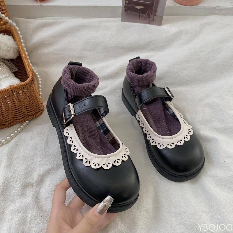Fashion Fashionable versatile Retro sweet women flat shoes minimalist comfortable Vintage Black Brown Round Toe soft-soled shoes