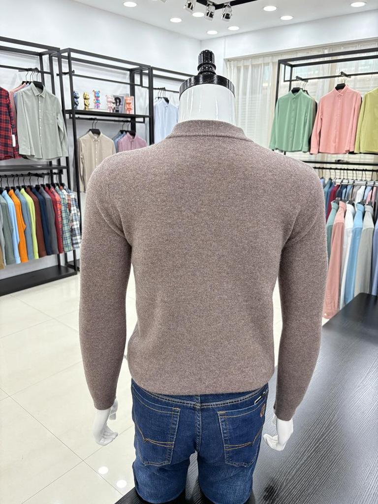 Men's Winter Thick 100% Pure Wool Half-High Collar Sweater - Warm Base Layer Knitwear