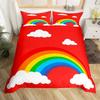 3D Rainbow Cloud Print Duvet Cover Set, Soft Microfiber Cute Cartoon Unicorn Bedding Set With Pillowcases