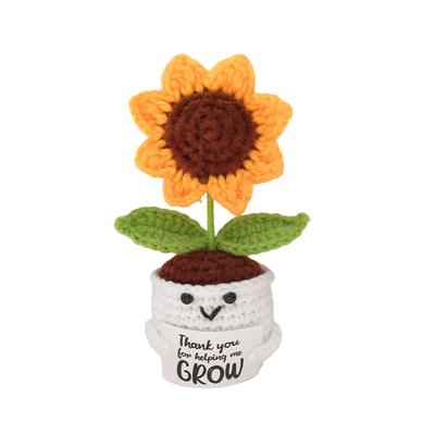 Handmade Knitted Finished Product Of Crocheted Sunflower Potted Ornament