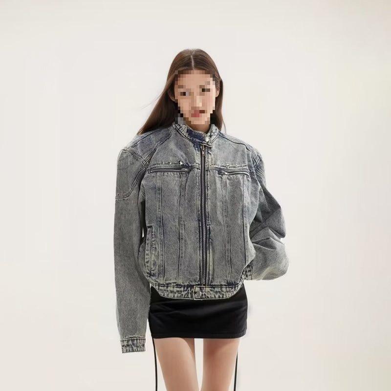 Unisex Retro Denim Motorcycle Jacket: Autumn/Winter Casual Trend, Loose Fit with Lapel