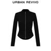 UR Women's Stand-Up Collar Pleated Slim-Fit Jacket