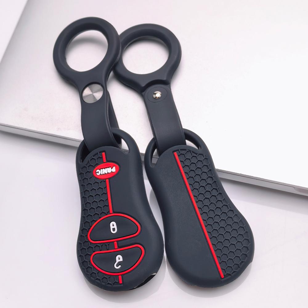Key Fob Cover for Jeep Cherokee Durango Grand Liberty Dakota Caravan with Keychain Anti-Scratch Surface Shockproof Structure Soft Grip Texture