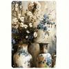 Vintage Floral Vase Metal Poster, Wall Art Painting for Living Room