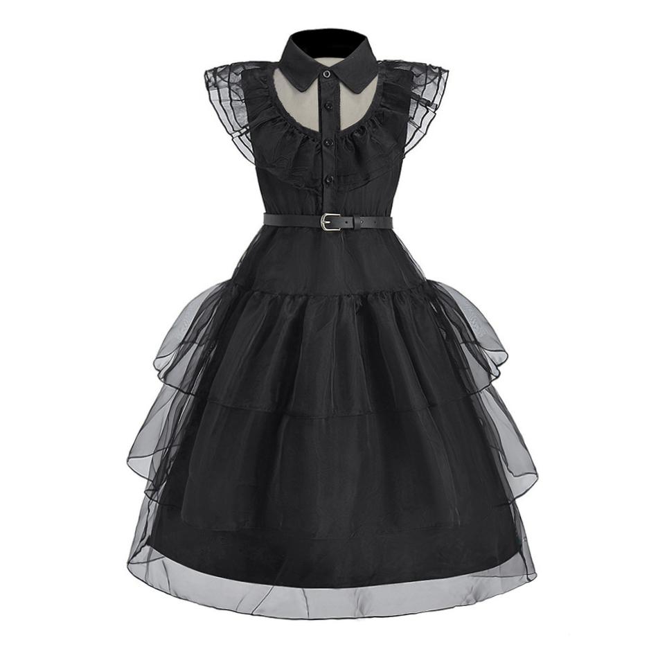 Déguisement Fille Enfants Cosplay Robe Princesse Noire Enfants Robe de Soirée Compétition Fille Fête d'Halloween Vêtements de Danse Size 110