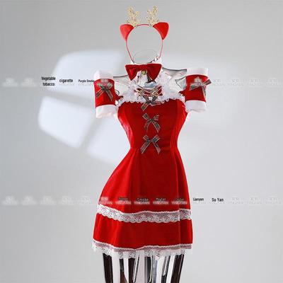 Lingyan Christmas Bunny Girl Red Dress Cosplay Outfit - Festive & Alluring New Year Set