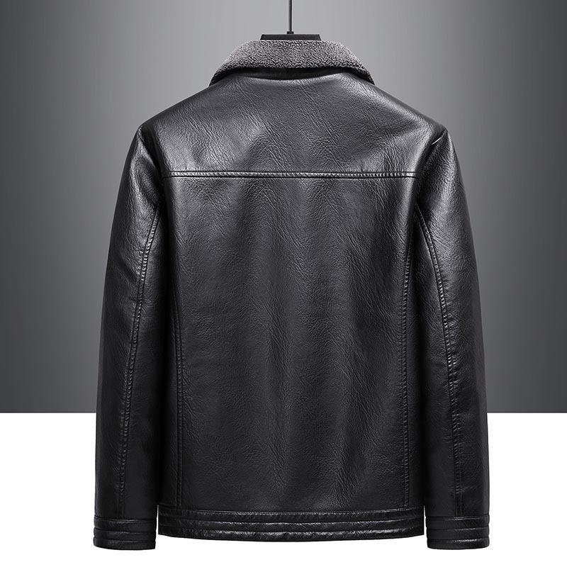 Fur and Fur One-piece Leather Jacket for Men In Autumn and Winter, with Thickened Lamb Wool for Warmth and Casual Leather Jacket