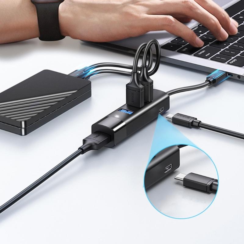 USB C/USB Extension Cable Long USB Cable USB C Splitter 4 Port USB3.0 Adapter USB Adapter for Camera Phone PC Keyboards