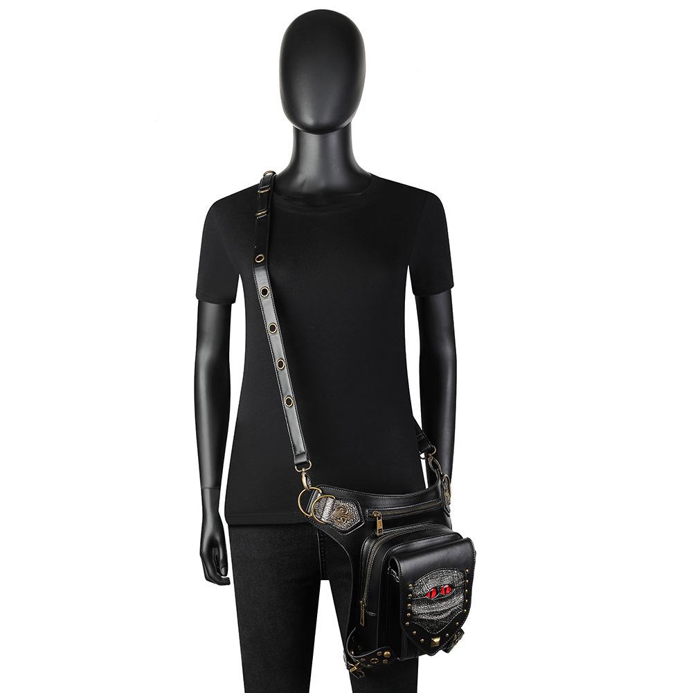 Femei cu genți, genți punk europene și americane cu lanț, motociclete de nișă din PU, femei cu genți crossbody cu un singur umăr și bărbați cu genți de talie